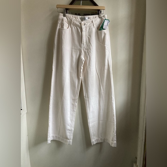 NWT warm white wide leg mid rise pants 6 - Picture 2 of 2
